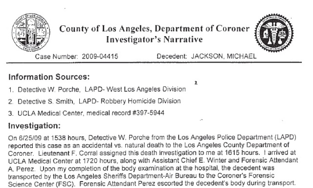 Michael Jackson's autopsy report